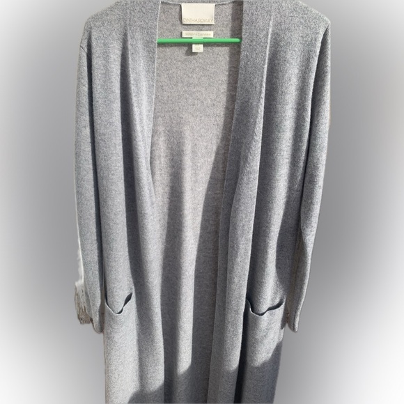 Cynthia Rowley Cardigan 100% 2 Ply Cashmere Women’s Medium Open Length 55” Grey - Picture 3 of 5